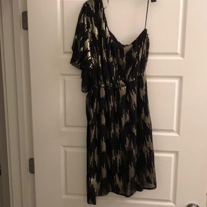 Black and Gold One Shoulder Dress